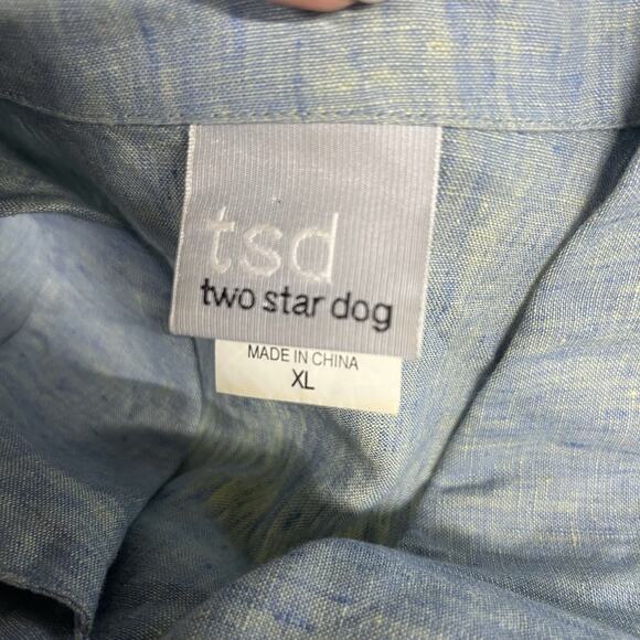 TSD Two Star Dog Blue Green Linen Lagenlook Boho Jacket Blouse Size XL Casual - Picture 9 of 9